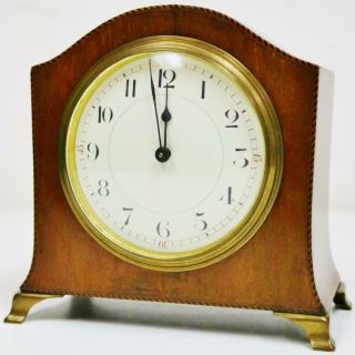 Antique French Timepiece Mantel Clock 8 Day Mahogany Inlaid Decorated Desk Clock 4