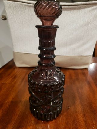 Vintage - Style Purple Decorative Glass Bottle • With Cork • 12” Tall