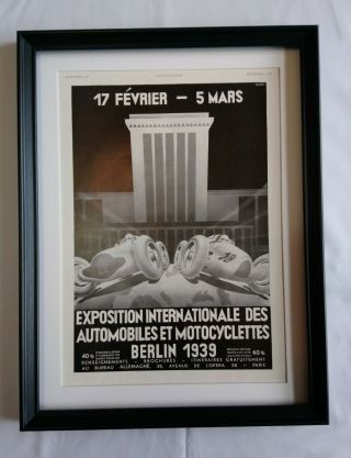 Art Deco Advert Car Motorcycle Exhibition Berlin 1939