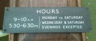 Vintage Brass " Hours " Plaque/ Sign By The Birmingham Guild Ltd