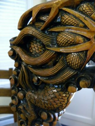 Hand Carved Wood Chinese Dragon Lamps - Very Ornate and 6