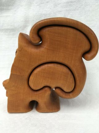 Vintage Fred & Marilyn Buss MAPLE BURL WOOD CARVED PUZZLE BOX SCULPTURE H14,  5cm 4