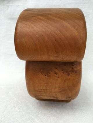 Vintage Fred & Marilyn Buss MAPLE BURL WOOD CARVED PUZZLE BOX SCULPTURE H14,  5cm 5
