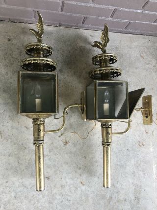 Antique Brass Sconces Lanterns W Eagle Finial
