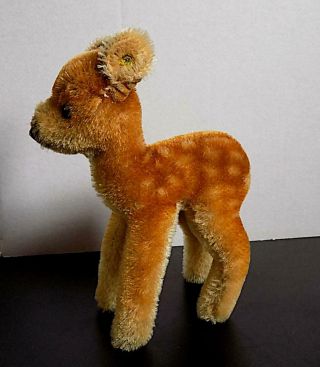 Vintage Fawn Mohair Soft Toy With Button In Back,  Steiff,  1950s Or 60s