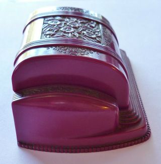 Antique Celluloid Plastic DECO Purple Velvet Lined Jewelry Ring Box 6