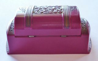 Antique Celluloid Plastic DECO Purple Velvet Lined Jewelry Ring Box 7