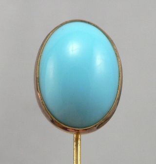 Antique Victorian Large Turquoise Blue Glass Jewel Stick Pin Stickpin Gf/rgp