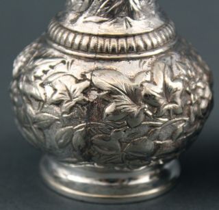 Set of 4 Antique TIFFANY & CO Silverplate Floral Repousse Salt & Pepper Shakers 5