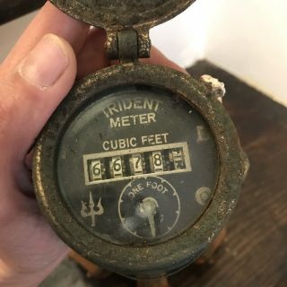 Antique Trident Brass Water Meter Neptune Meter Steampunk Industrial Rustic 2