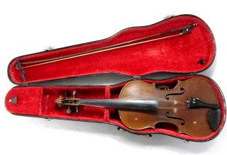 Antique E.  Peterson 4/4 Scale Full Size Violin W/case,  Bow For Parts/repair