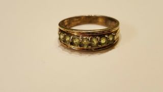 Antique Vintage Sterling Silver 925 Ring Size 9.  5 / 7 Green Gems