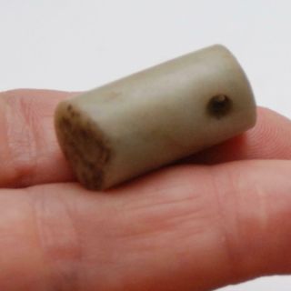 PRE - COLUMBIAN_Cylindrical Tubular Shaped_Carved_Stone Bead_28.  8 x 13.  2 x 12.  7mm 2