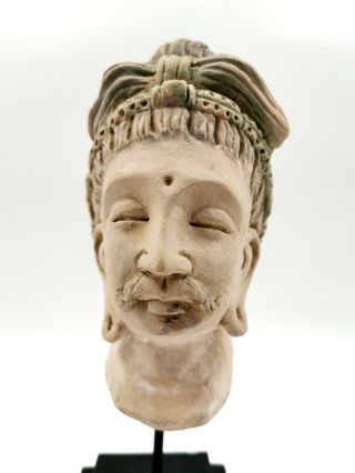 ATTRACTIVE GANDHARA CULTURE CA.  100 AD STUCCO HEAD OF BUDDHA - RARE - R644 5
