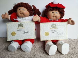 Vintage CABBAGE PATCH KIDS TWINS Boy Girl November 1st 1985 w/ Papers 2