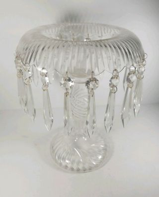 Antique Clear Glass Epergne With Prisms 11 1/4 "