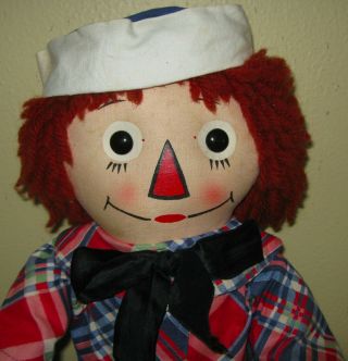 Georgene Averhill Vintage 1940 ' s Raggedy Ann and Andy dolls black outlined noses 3