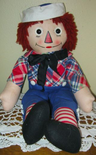Georgene Averhill Vintage 1940 ' s Raggedy Ann and Andy dolls black outlined noses 6