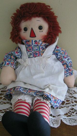 Georgene Averhill Vintage 1940 ' s Raggedy Ann and Andy dolls black outlined noses 7