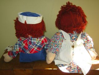 Georgene Averhill Vintage 1940 ' s Raggedy Ann and Andy dolls black outlined noses 8