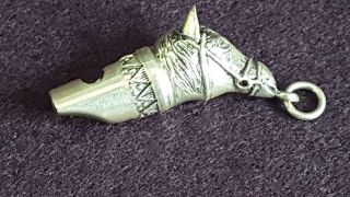 Mid - C20th Ladies Sterling Silver Horse Head Hunting/dog Whistle 13g