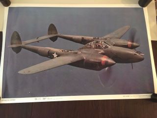 23x35 Cool Poster Lockheed P38 Lightning Wwii Fighter Bomber Ghost Squadron B7