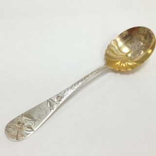 Antique Webster Sterling Silver Gold Wash Flower Engraved Spoon 17.  3 G R751 - 04