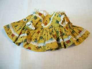 Vintage NASB Muffie doll dress - mustard print with white lace trim - donut snap 3