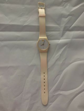 Vintage White 1985 Swatch " Dotted Swiss " Women 