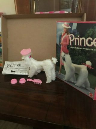 Vintage 1984 Prince Barbie Posable Poodle Dog With Some Accessories