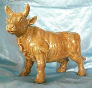 Vintage Antique Rare Large Ceramic Bull Figurine Statue 16 "