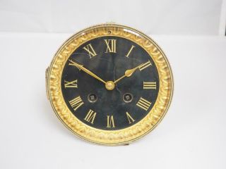 Antique French 8 Day Striking Clock Movement Black Marble Porcelain Dial