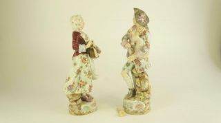 Good Antique Pair Large Volkstedt Muscian Figurines.  c1890 2
