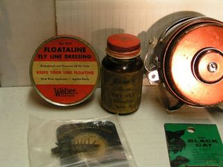 Vintage Fly Fishing reel and fiys,  Popers 2