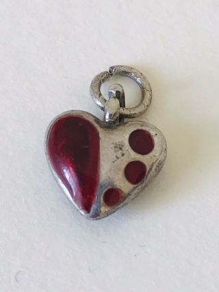 Antique Sterling Silver And Enamel Arts And Crafts Night And Day Heart Pendant