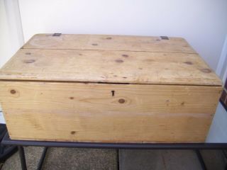 Large Vintage Wooden Pine Chest Box Storage Trunk