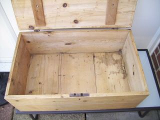 Large Vintage Wooden Pine Chest Box Storage Trunk 2