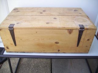 Large Vintage Wooden Pine Chest Box Storage Trunk 4