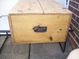 Large Vintage Wooden Pine Chest Box Storage Trunk 5