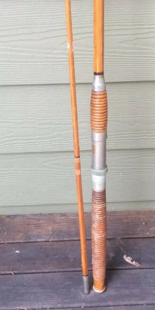 Vintage 7’6” Union Hardware Co.  Bamboo Saltwater Rod For Restoration 2