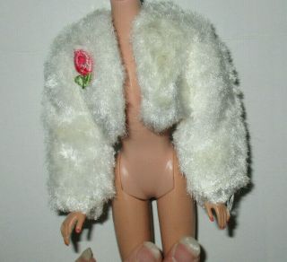 Vintage Barbie Peggy Maddie Clone Size " White Fake Fur Short Jacket "