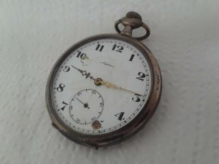 Old Pocket Watch Alpina Cal 1721 0.  800 Silver Sterling Case