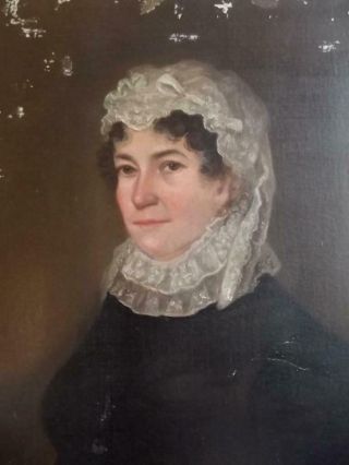 Large Early 19th Century British Antique Society Portrait Of A Lady - Restoration