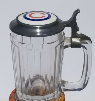 1930s Chicago Cubs Silver Stein Glass Beer Mug Chas.  Groemling Antique Baseball