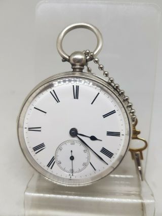 Antique Solid Silver Gents Fusee B.  J.  Cates Hull Pocket Watch 1863 Re638