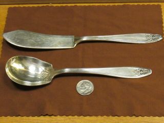 Vintage Lady Doris Silverplate 1900 - 1940 Princess Sugar Spoon And Butter Knife
