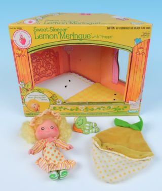 Vintage Lemon Meringue Sweet Sleeper Doll Sleeping Bag Box Strawberry Shortcake