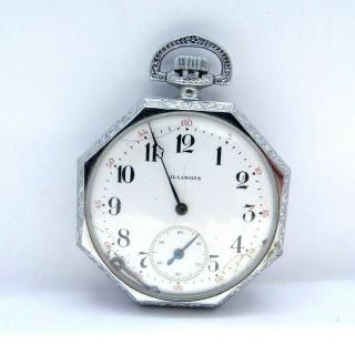 Antique Illinois 17 Jewel Wind Pocket Watch 255 Repair Case Octagon 12s