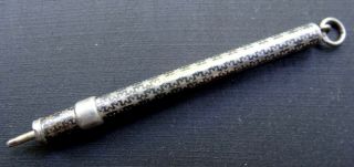 Antique Victorian 800 Silver Retracting Pencil Fob Pendant Charm Star Motif - Z44