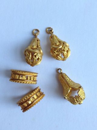 Good Antique Georgian / Early Victorian Gold Coloured Purse Drops / Rings